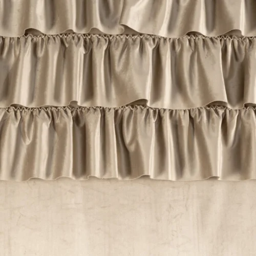 ZKRA-05b Velours Ringgordijn met Ruches - Beige