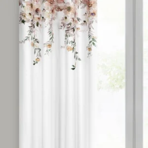 Gordijn met ringen met bloemen ZLL-01