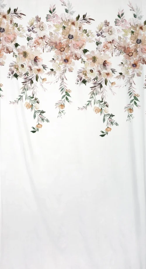 ZLL-01b Gordijn met ringen met bloemen ZLL-01