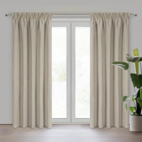 ZLP-04 Verduisterend Plooigordijn met Linnenlook - Beige
