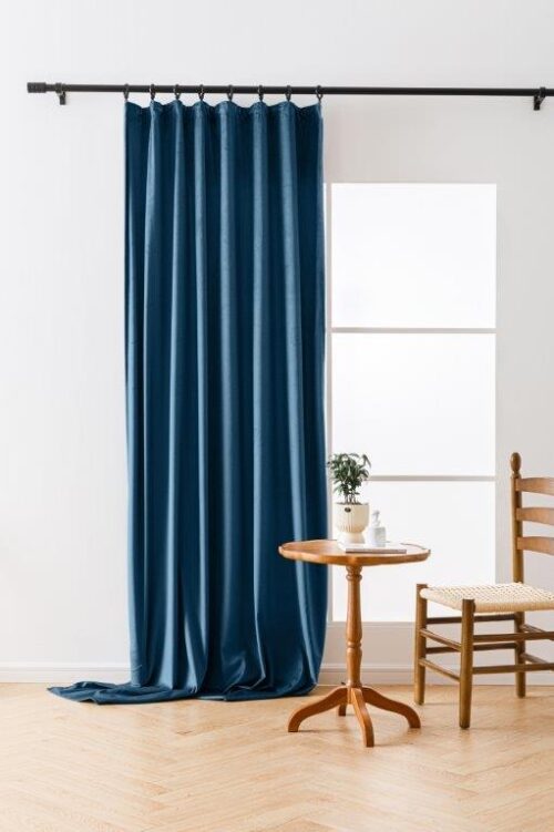 ZMR-04 Marineblauw velours plooigordijn ZMR-04