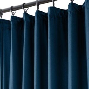 Marineblauw velours plooigordijn ZMR-04