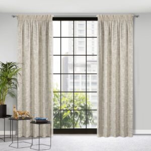Beige Linnenlook Plooigordijn met Structuur