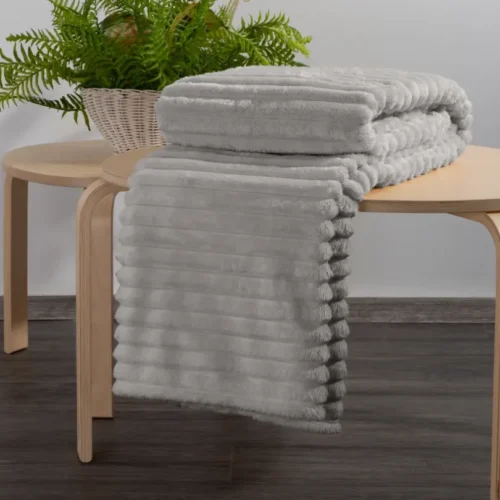 BB2 Deken teddy reliëf met strepen beige 200x220