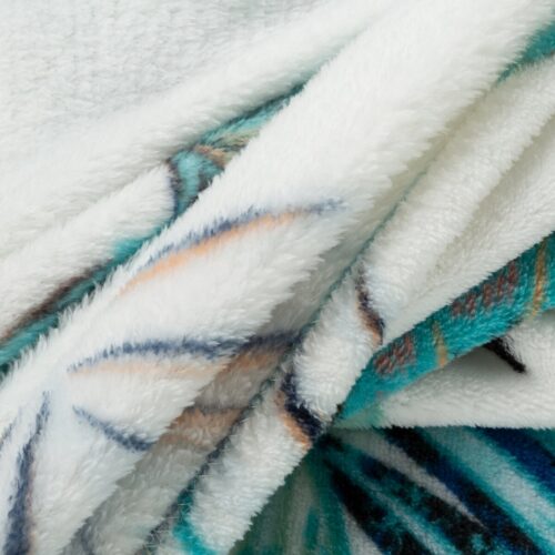 Deken teddy met exotische bladeren print K137-A