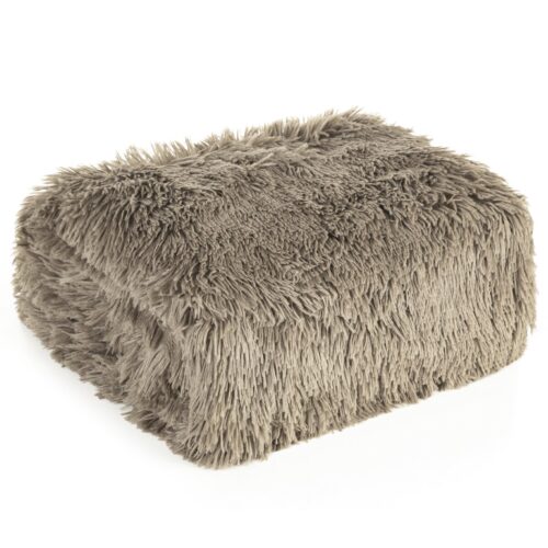 K164-05b Deken met bontstructuur taupe 70x160
