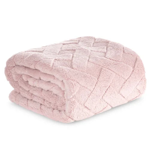 Deken teddy reliëf visgraat K167-04