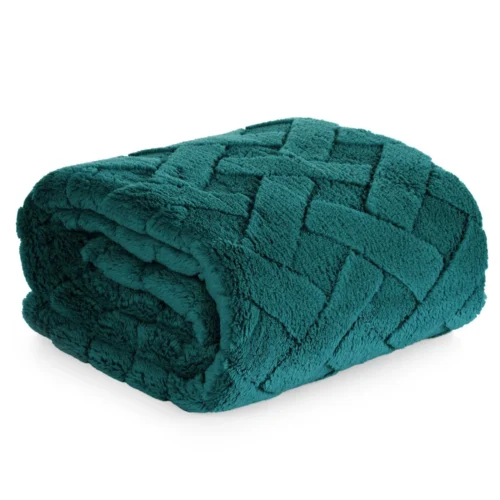 K167-10a Deken teddy met visgraatreliëf K167-10