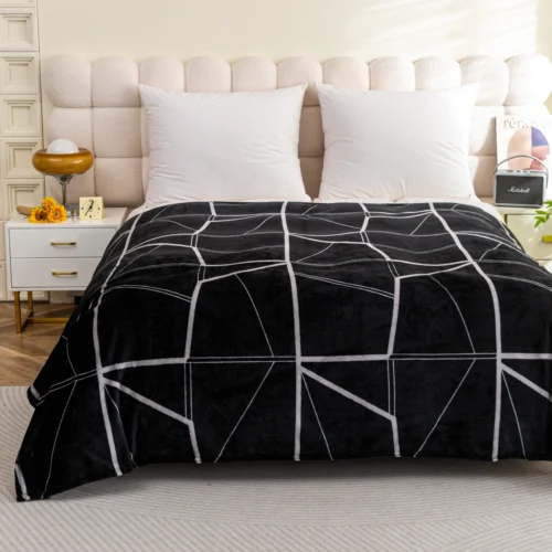Deken microvezel met geometrisch patroon KFB-11