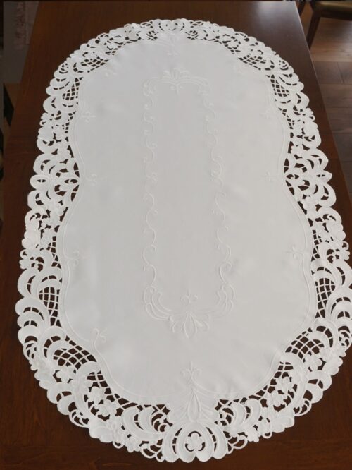 OH-150-A-60X120-OV Loper met borduursel wit OH-150-A