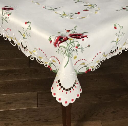 OH-203-C-Pr Tafelkleed met Borduursel Rechthoek - Ecru