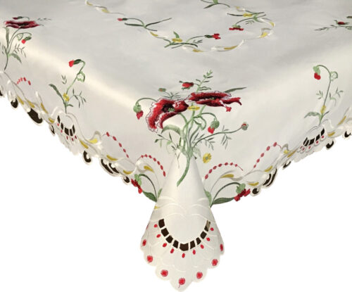OH-203-C-Pr-w Tafelkleed met Borduursel Rechthoek - Ecru