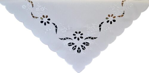 Witte overlay met borduurwerk, rond, OHJ03-1