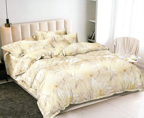 PEB-909 Dekbedovertrek met gouden bloemen PEB-909