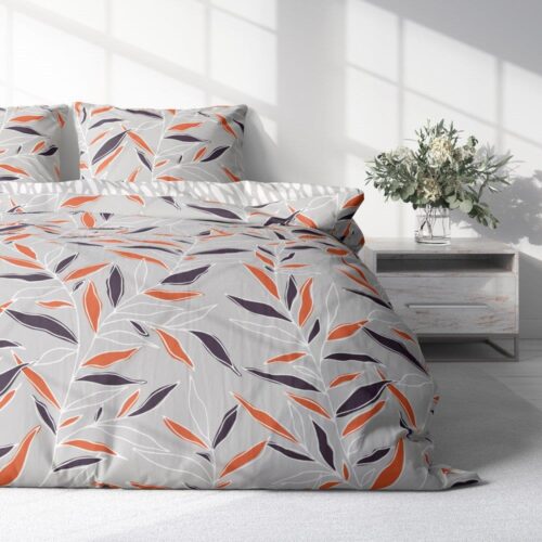 PEQ-014a Dekbedovertrek met kleurrijke bladerenprint PEQ-014