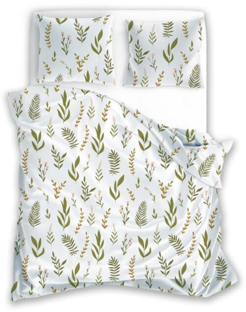 PEQ-02 Dekbedovertrek met bloemen en groene bladeren PEQ-002