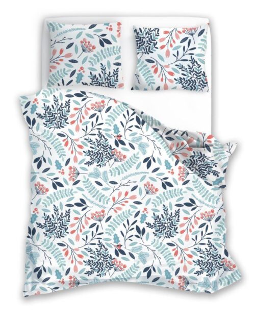 PEQ-09 Dekbedovertrek met blauwe bladeren print PEQ-009