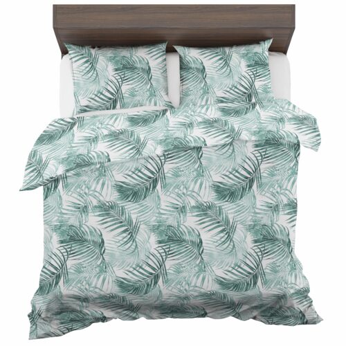 PMF-227b Dekbedovertrek met turquoise palmbladeren PMF-227