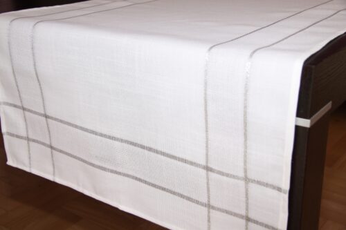 Tafelloper wit met zilver OAB-05