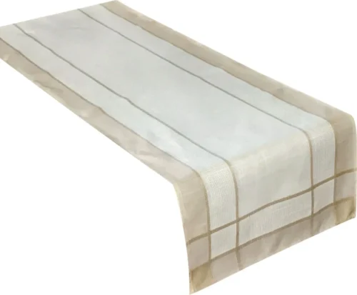 Witte en beige tafelloper OC-02