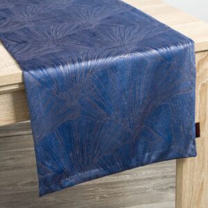 Fluwelen Tafelloper met Bloemen - Blauw