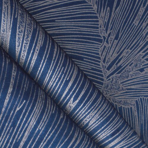 Fluwelen Tafelloper met Bloemen - Blauw