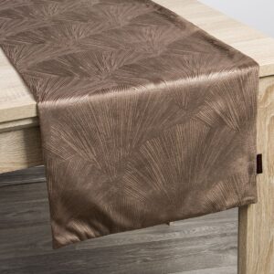 Fluwelen Tafelloper met Bloemen - Coffee