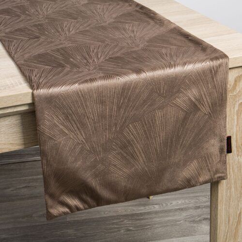 Fluwelen Tafelloper met Bloemen - Coffee