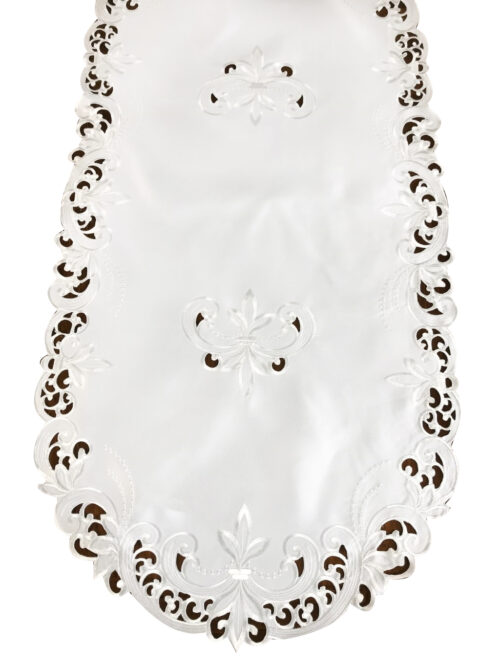 OH-151-A-60x120a-ww Loper met borduursel wit OH-151-A