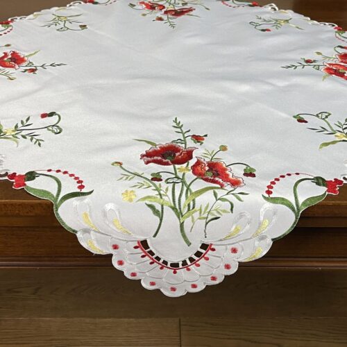 OH-203-A-85x85 Loper met Geborduurde Bloemen Wit
