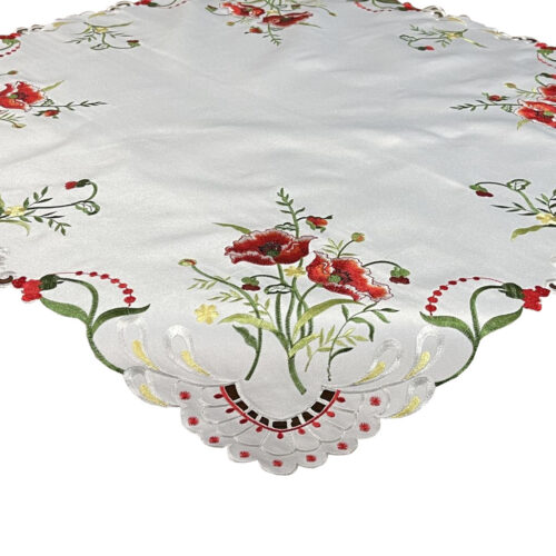 OH-203-A-85x85-WW Overlay met Geborduurde Bloemen Wit
