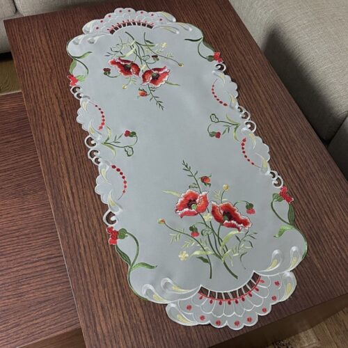 OH-203-B-40x85 Grijze Borduuroverlay Bloemen