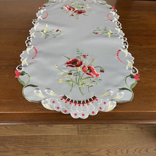 OH-203-B-50x100 Grijze Borduuroverlay Bloemen