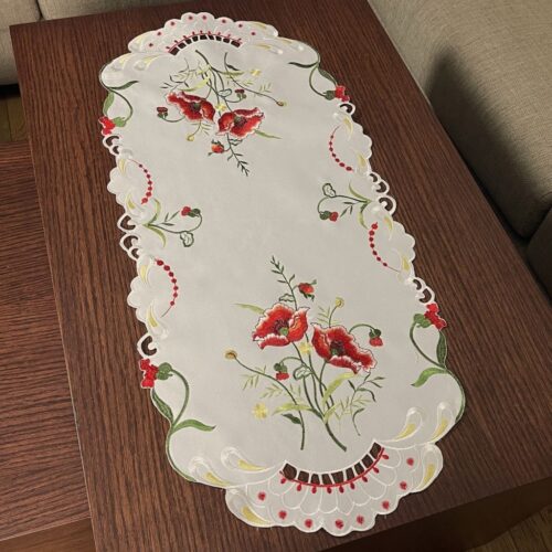 Geborduurde Overlay Bloemen Ecru