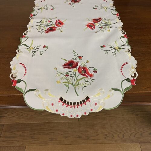 Geborduurde Overlay Bloemen Ecru