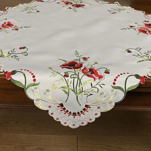 Geborduurde Overlay Bloemen Ecru