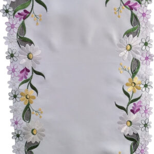 Vlekbestendige ovale tafelloper met borduurwerk OH-245-A