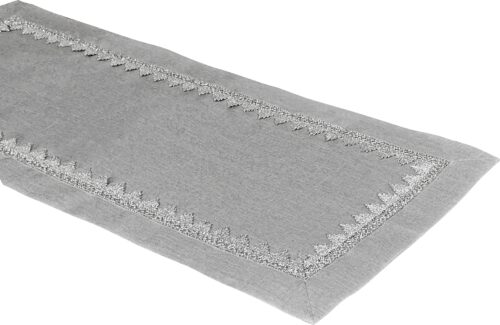 OH-253-A-b Loper met glanzende draad en applicatie grijs OH-253-A