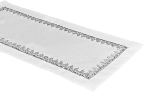 OH-253-B-b Loper met glanzende draad en applicatie wit OH-253-B