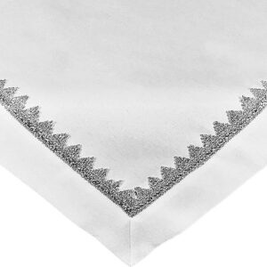 Overlay met glanzend garen en applicatie wit OH-253-B