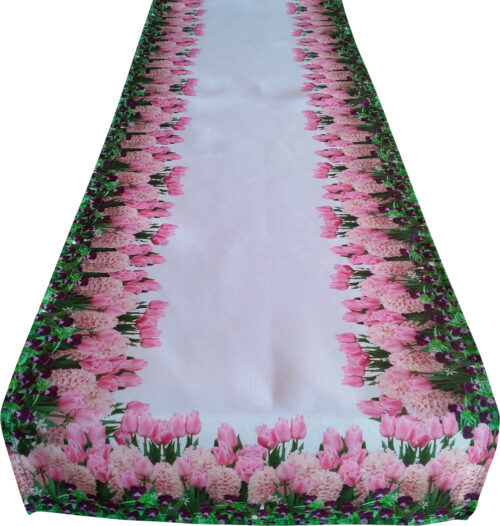 OHA-002-40-140 Tafelloper met print van tulpen en hyacinten OHA-002-A