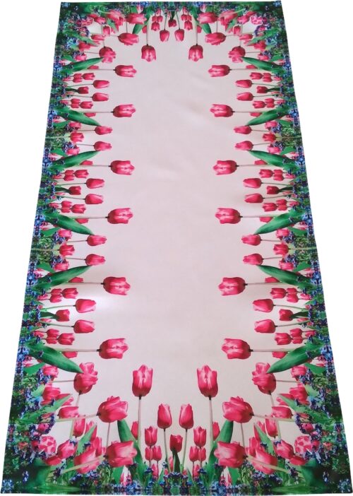 OHA-003-40-85 Tafelloper met opdruk van tulpen en vergeet-me-nietjes OHA-003-A