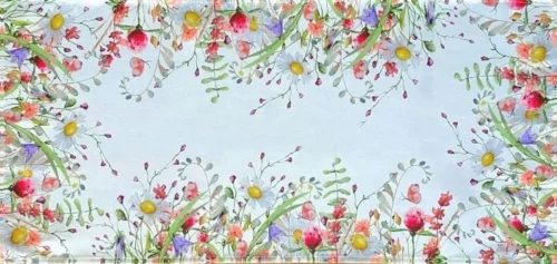 Rechthoekige tafelloper met wilde bloemenprint OHA10-1