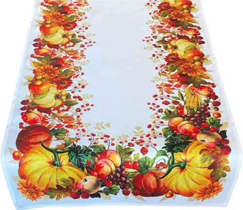 Rechthoekige tafelloper met herfstfruit en bloemen OHA14-1