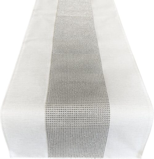 OHD01-1b Tafelloper met glanzende draad en zirkonen wit OHD01-1