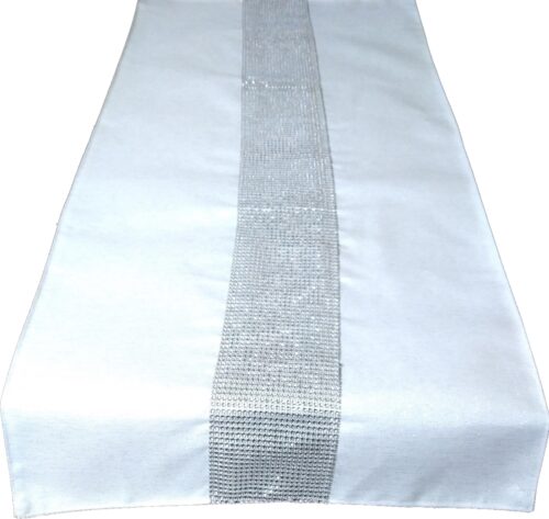 OHD01-1c Tafelloper met glanzende draad en zirkonen wit OHD01-1