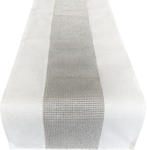 OHD01-1d Tafelloper met glanzende draad en zirkonen wit OHD01-1
