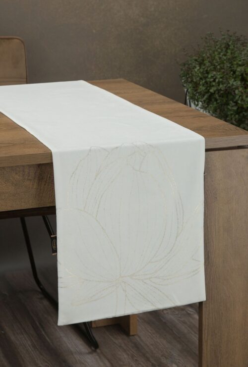 OIF-01 Fluwelen tafelloper met bloemenprint OIF-01