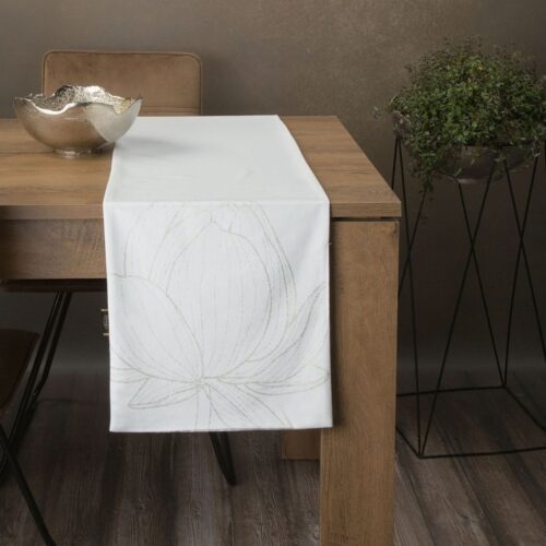 OIF-01a Fluwelen tafelloper met bloemenprint OIF-01