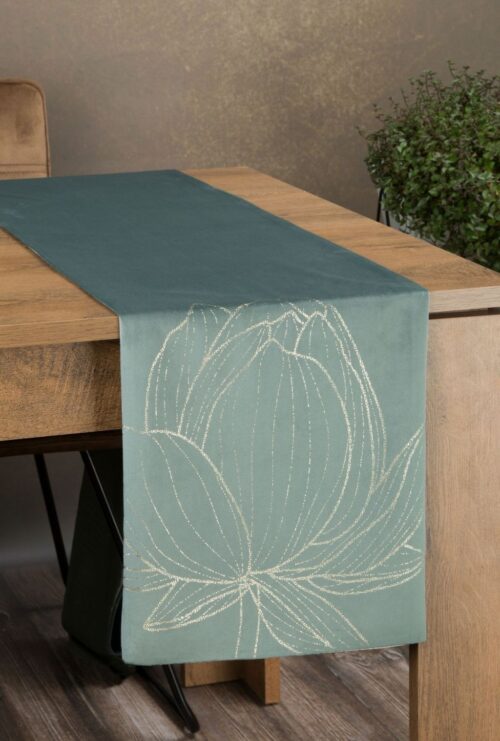 OIF-04 Fluwelen tafelloper met bloemenprint OIF-04